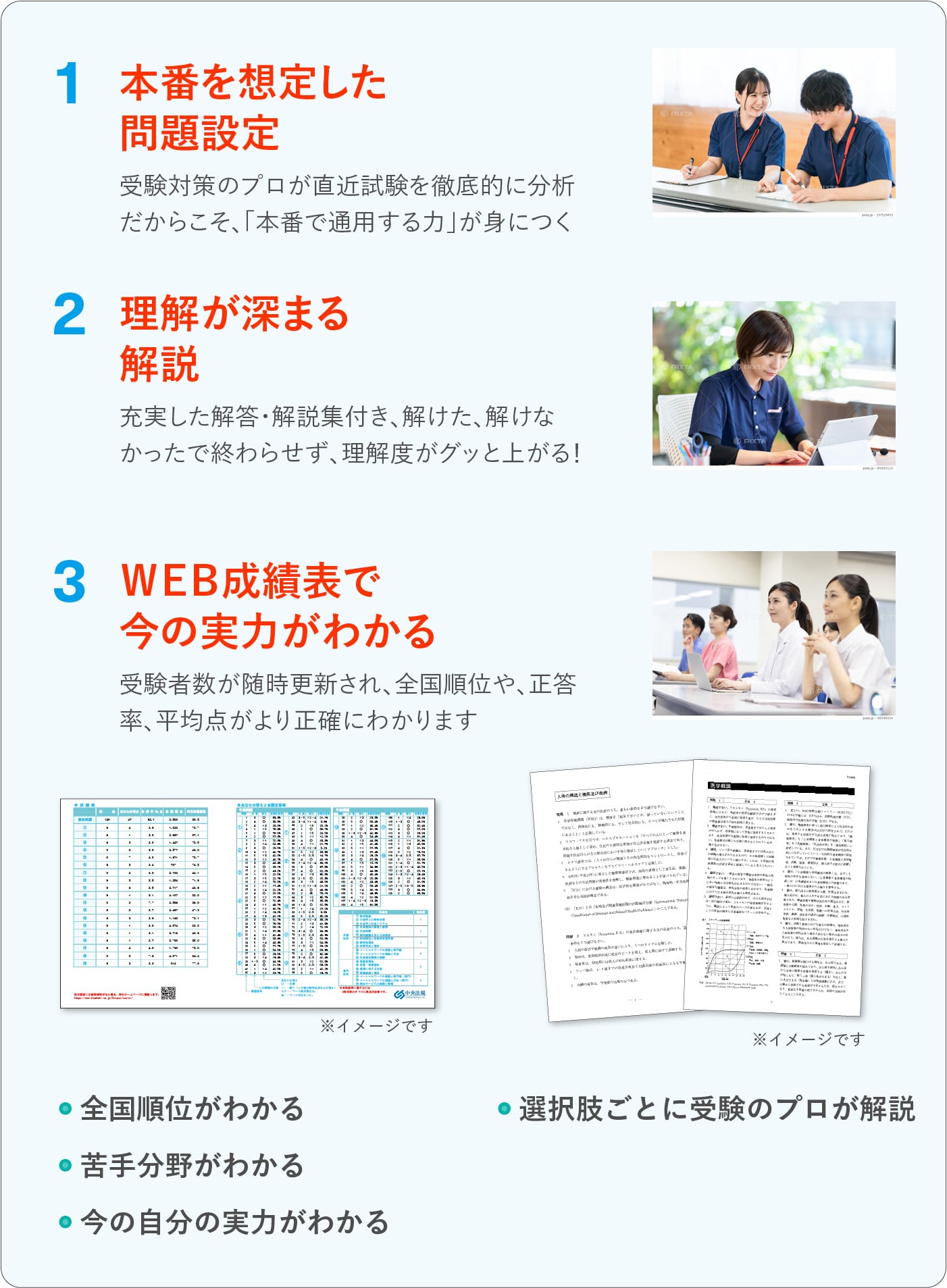 中央法規の模擬試験が選ばれる理由PC